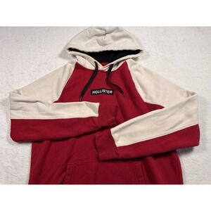 Hollister Men's XL Red White Pullover Hoodie Sweatshirt Streetcore